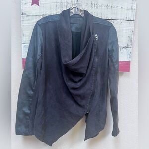 BLANKNYC Black MOTO Soft faux suede & faux leather jacket.